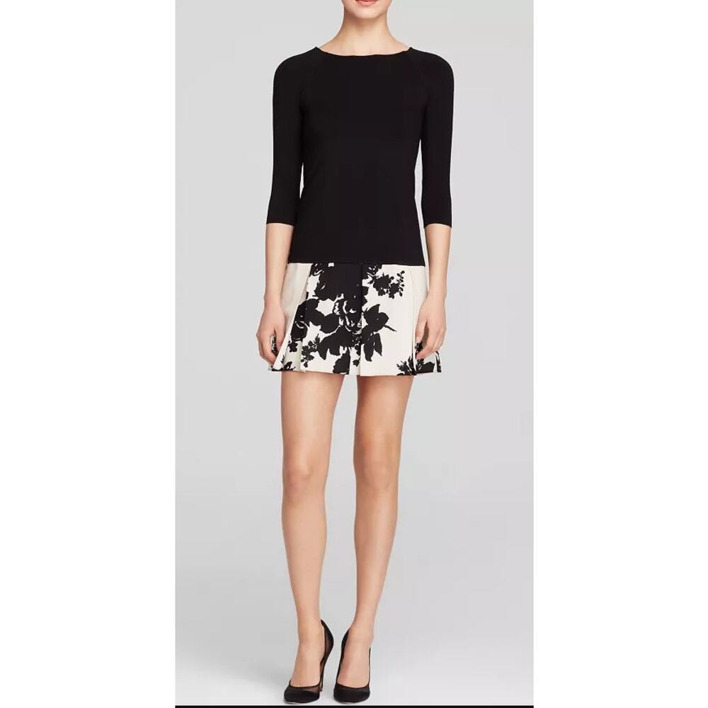 Bailey 44 Lorax Floral Skirt Dress Womens Small Black Cocktail Party Old‎ Money